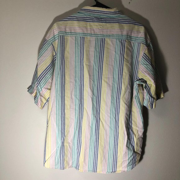 Vintage steeplechase pastel striped short sleeve top 80s mom shirt size large - Picture 7 of 9